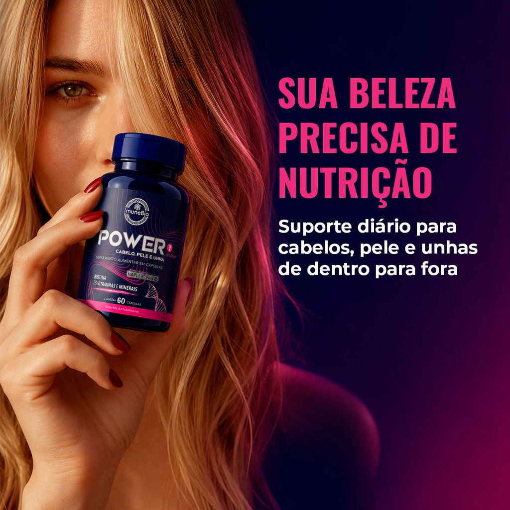 Power Mulher - Cabelo Pele Unha Premium - 18 Vitaminas e Minerais - 60 Caps