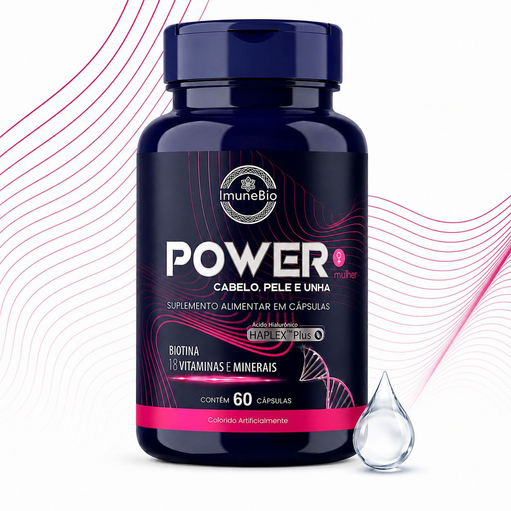 Power Mulher - Cabelo Pele Unha Premium - 18 Vitaminas e Minerais - 60 Caps